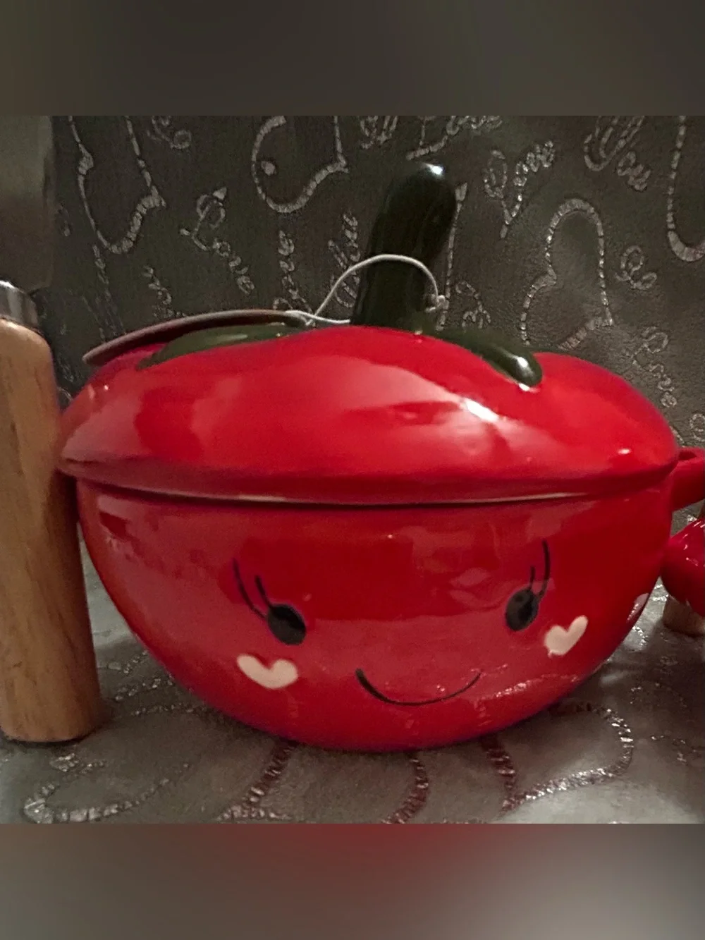 NWT Shades of Summer, Red Ceramic Tomato & Crab Serving Dish with Lid